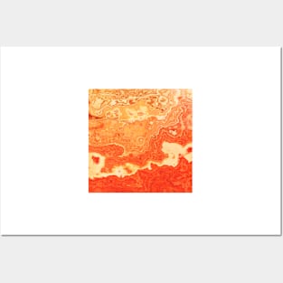 coral orange beige gold abstract marbled abstract digital painting Posters and Art